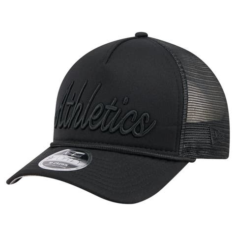 Men's New Era Black Athletics City Initial 9FORTY A-Frame M-Crown Adjustable Trucker Hat