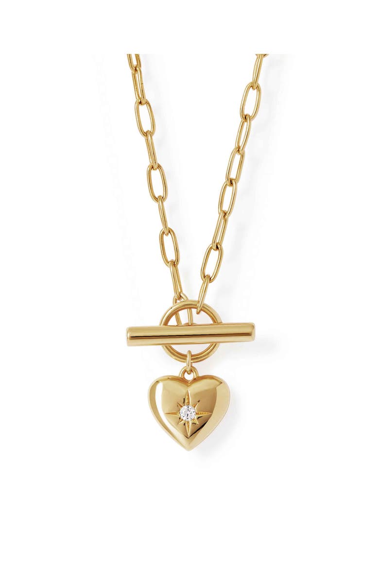 Astley Clarke Gold Biography Heart T-Bar Necklace, Main, color, Gold