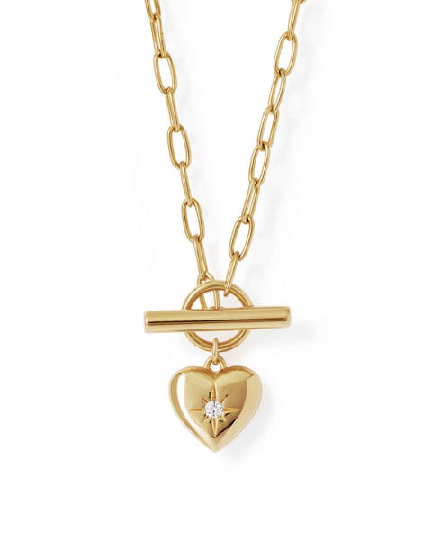 Gold Biography Heart T-Bar Necklace