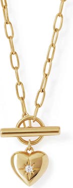 Astley Clarke Gold Biography Heart T-Bar Necklace
