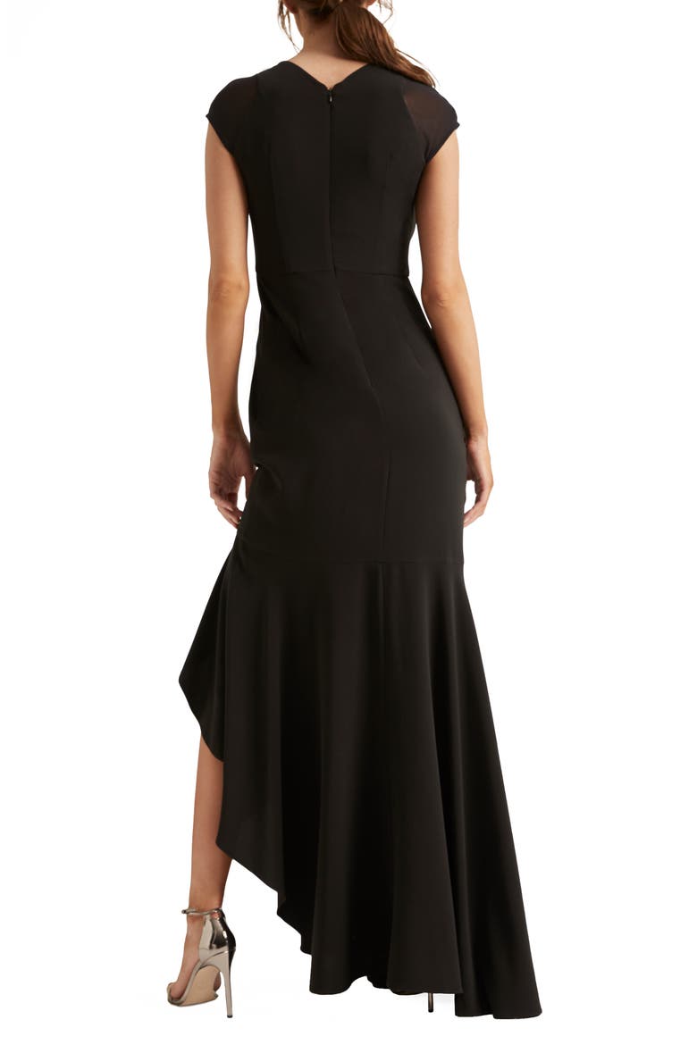 Heritage Crossover Embellished Asymmetrical Gown, Alternate, color, BLACK