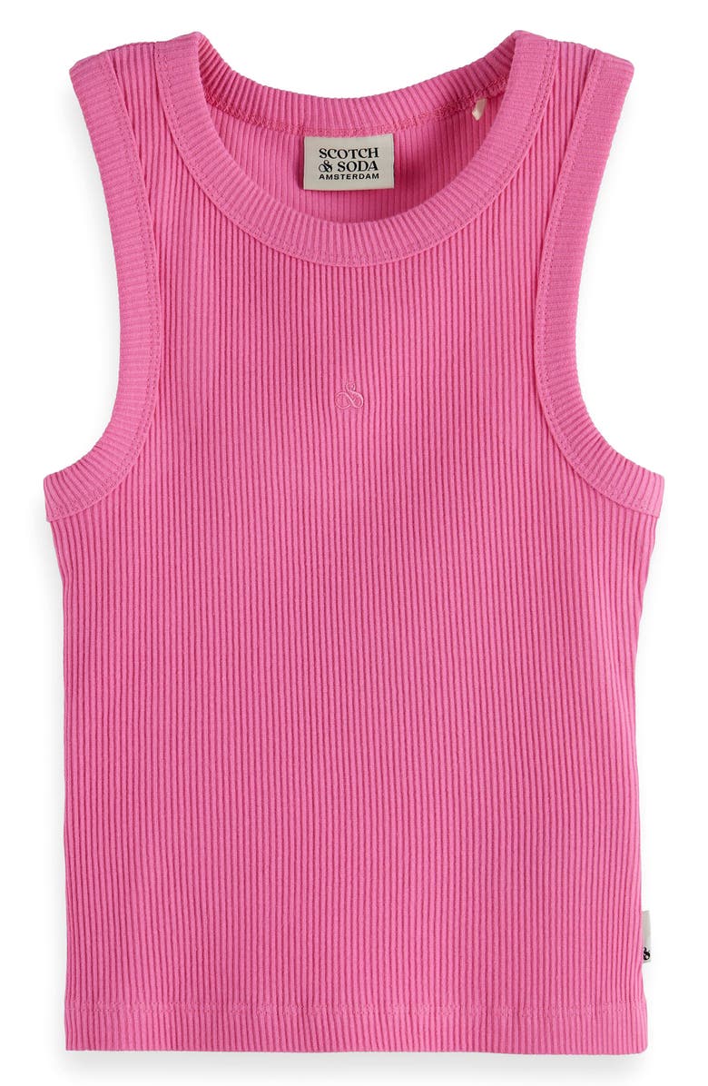 Scotch & Soda Kids' Slim Fit Stretch Cotton Rib Tank, Main, color, Chateau Rose