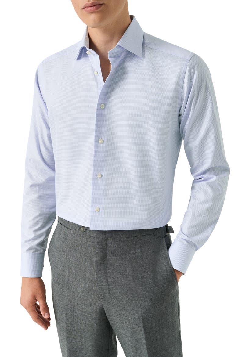 Slim Fit Signature Twill Houndstooth Button-Up Shirt, Main, color, LIGHT BLUE