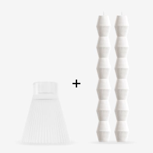 Ozaiz Zai Geometric Pillar Candle In Gray