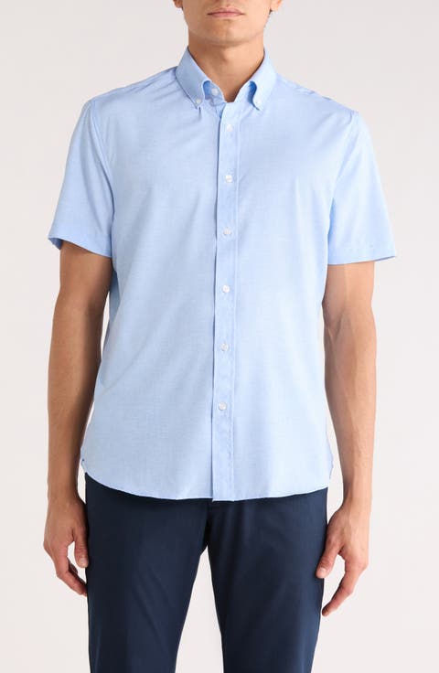 Short Sleeve Woven Button-Down Shirt