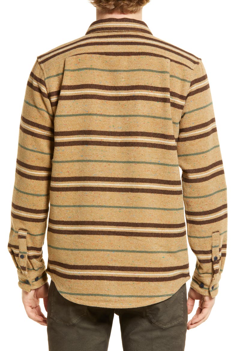 Blanket Stripe Flannel Button-Up Shirt, Alternate, color, DARK KHAKI