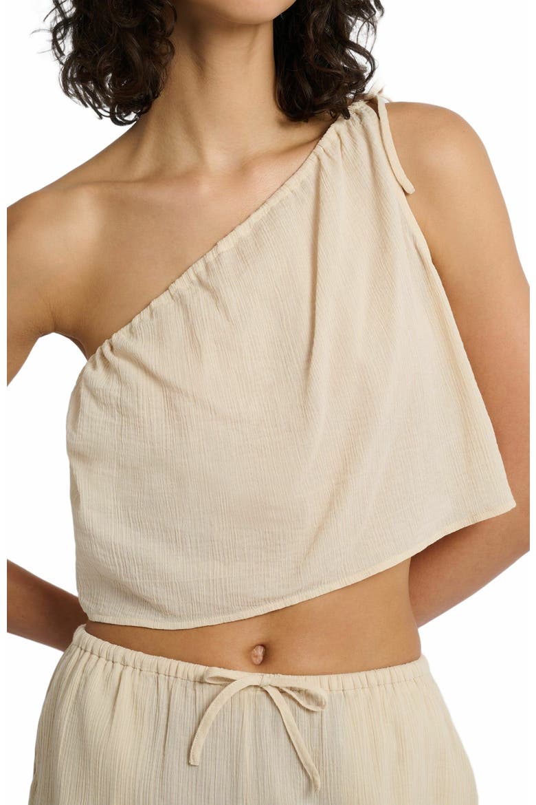 Crinkle Gauze One-shoulder Top, Alternate, color, SANDSHELL