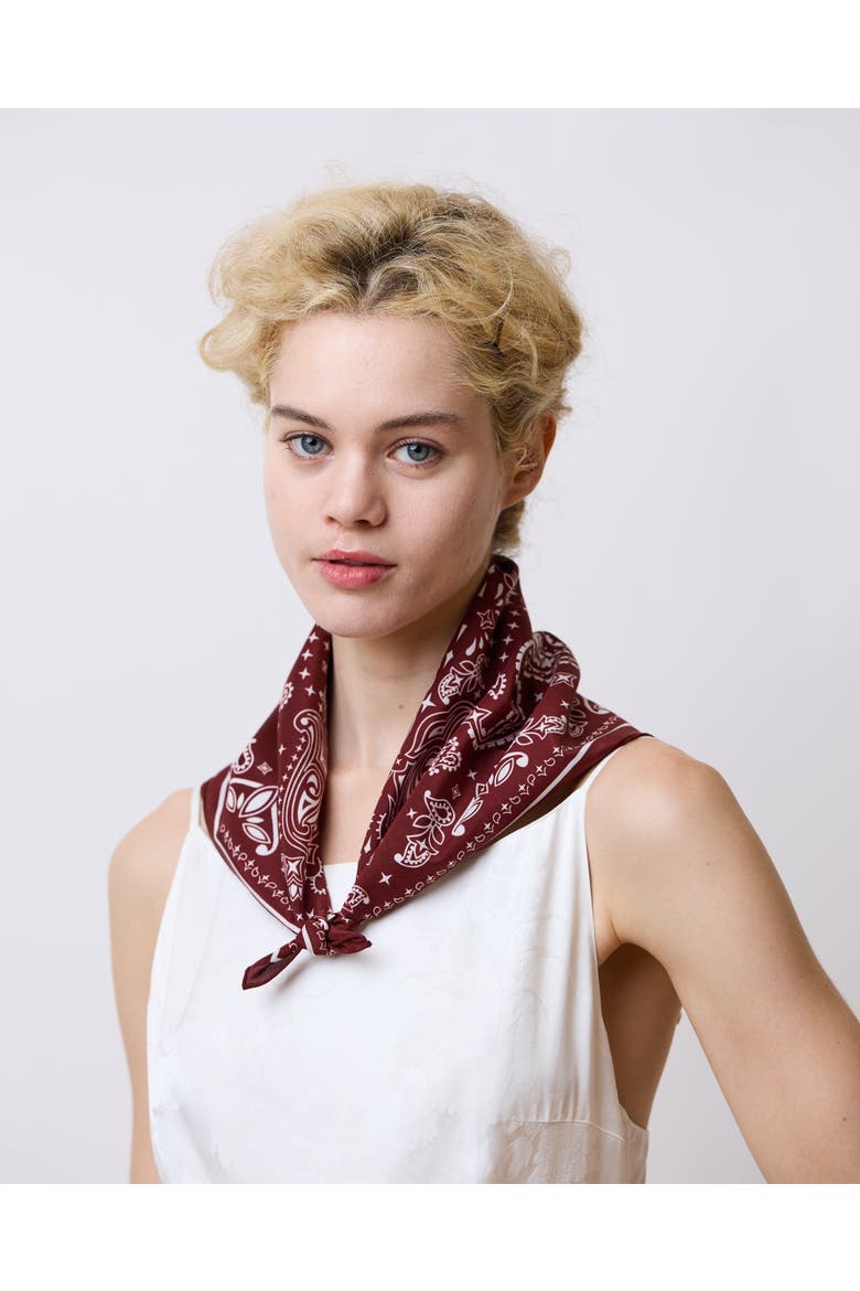 "Paisley" Silk Bandana Scarf, Alternate, color, Rodeo Red