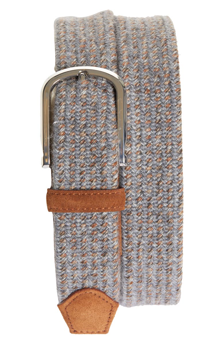 Canali Woven Wool & Suede Belt, Main, color, 