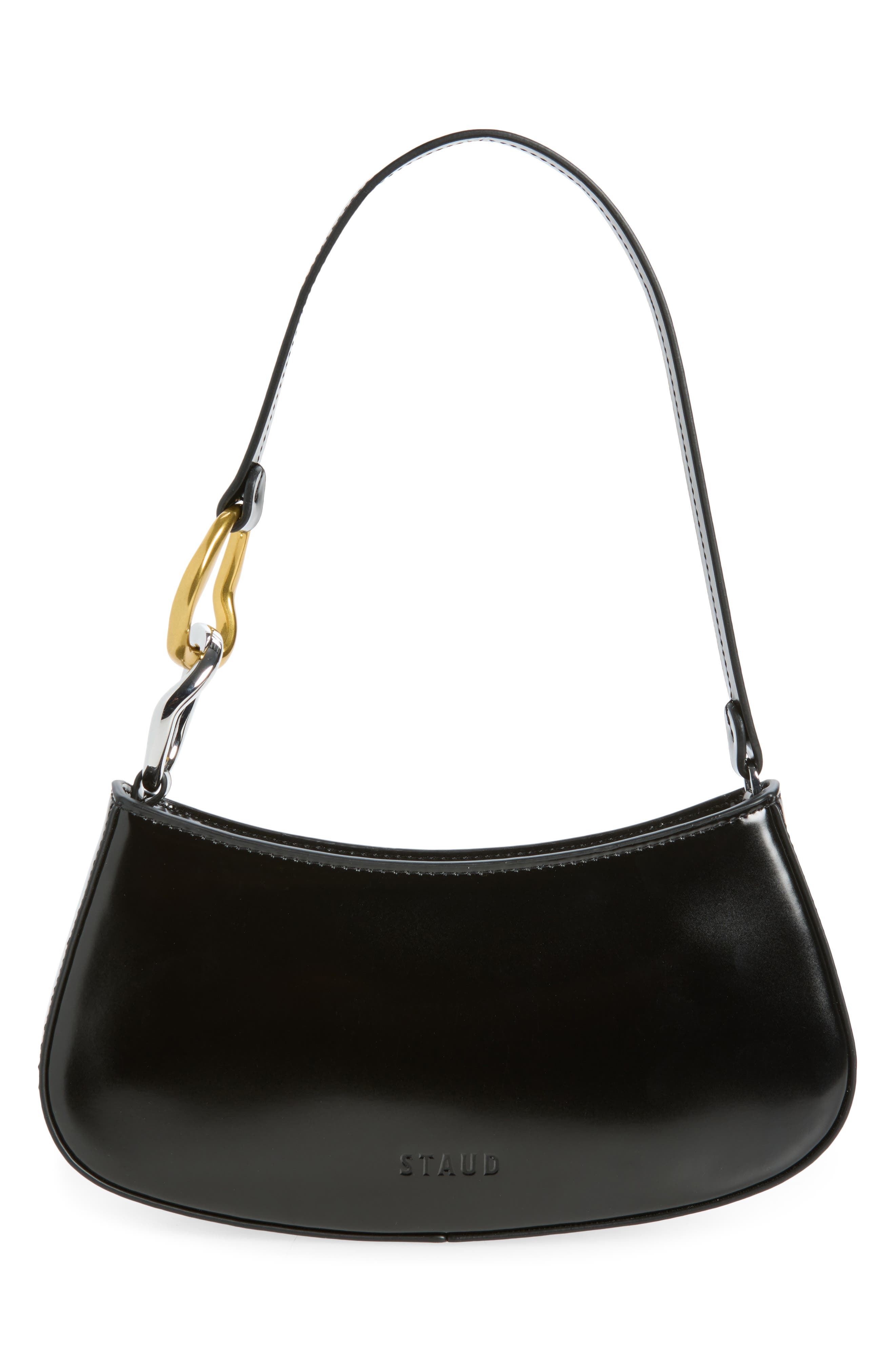 Ollie Leather Shoulder Bag, Alternate, color, BLACK