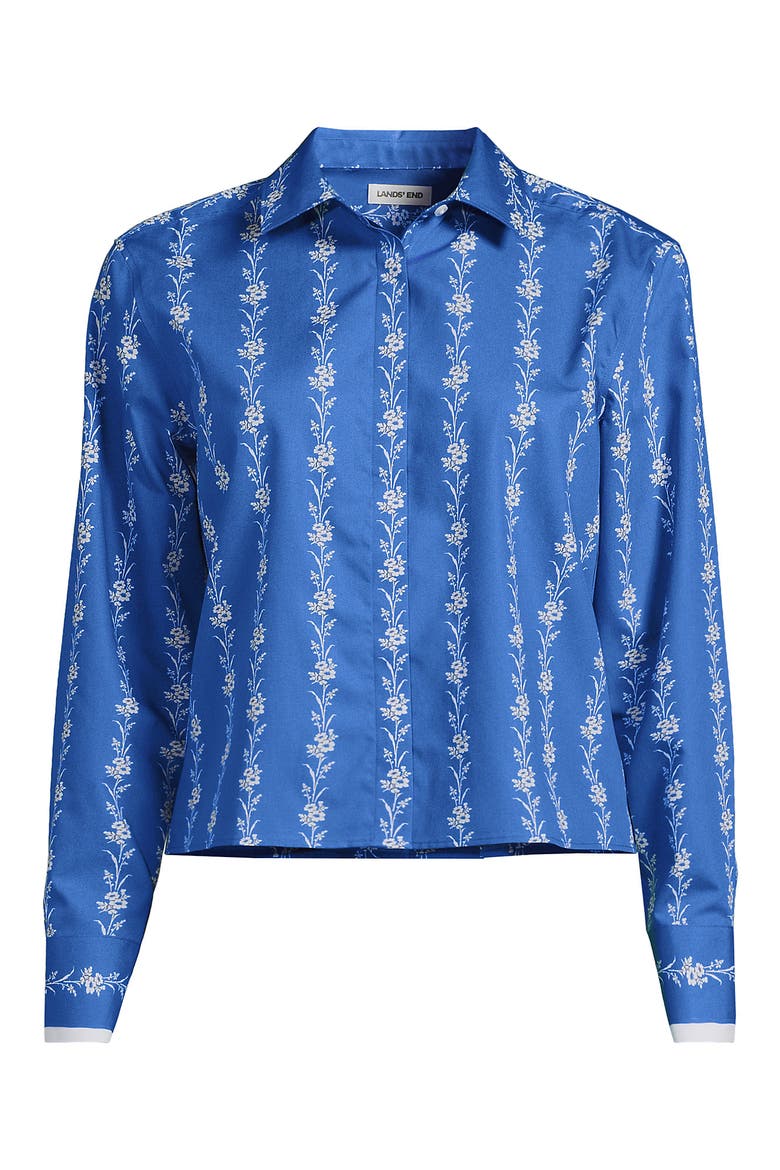 Easy Care Shirt with Removable Bow, Alternate, color, Muted Cobalt Floral Stripes