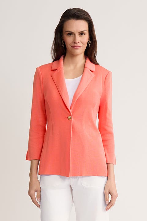 Tailored Single-Button Knit Jacket