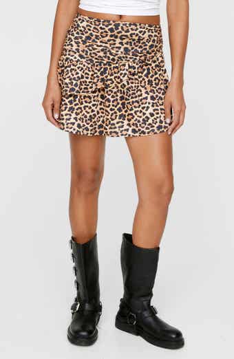 NASTY GAL Leopard Print Ruffle Miniskirt
