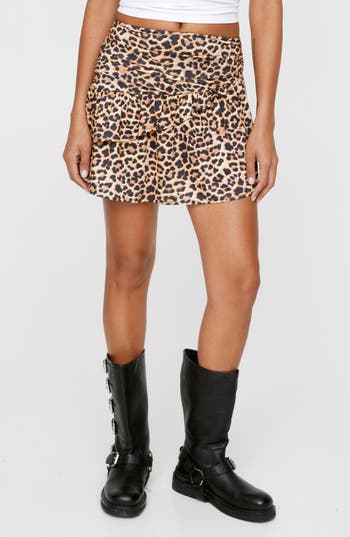 Nasty Gal Leopard Print Ruffle Miniskirt In Brown