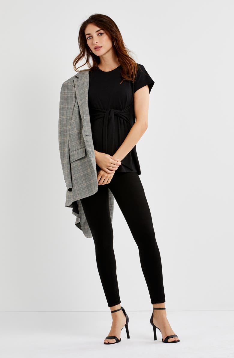 A PEA IN THE POD Tie Front Maternity Top, Alternate, color, Black