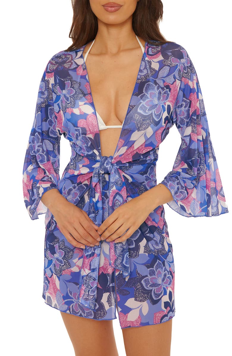 Becca Lanai Mesh Cover-Up Tunic, Main, color, Purple Multi