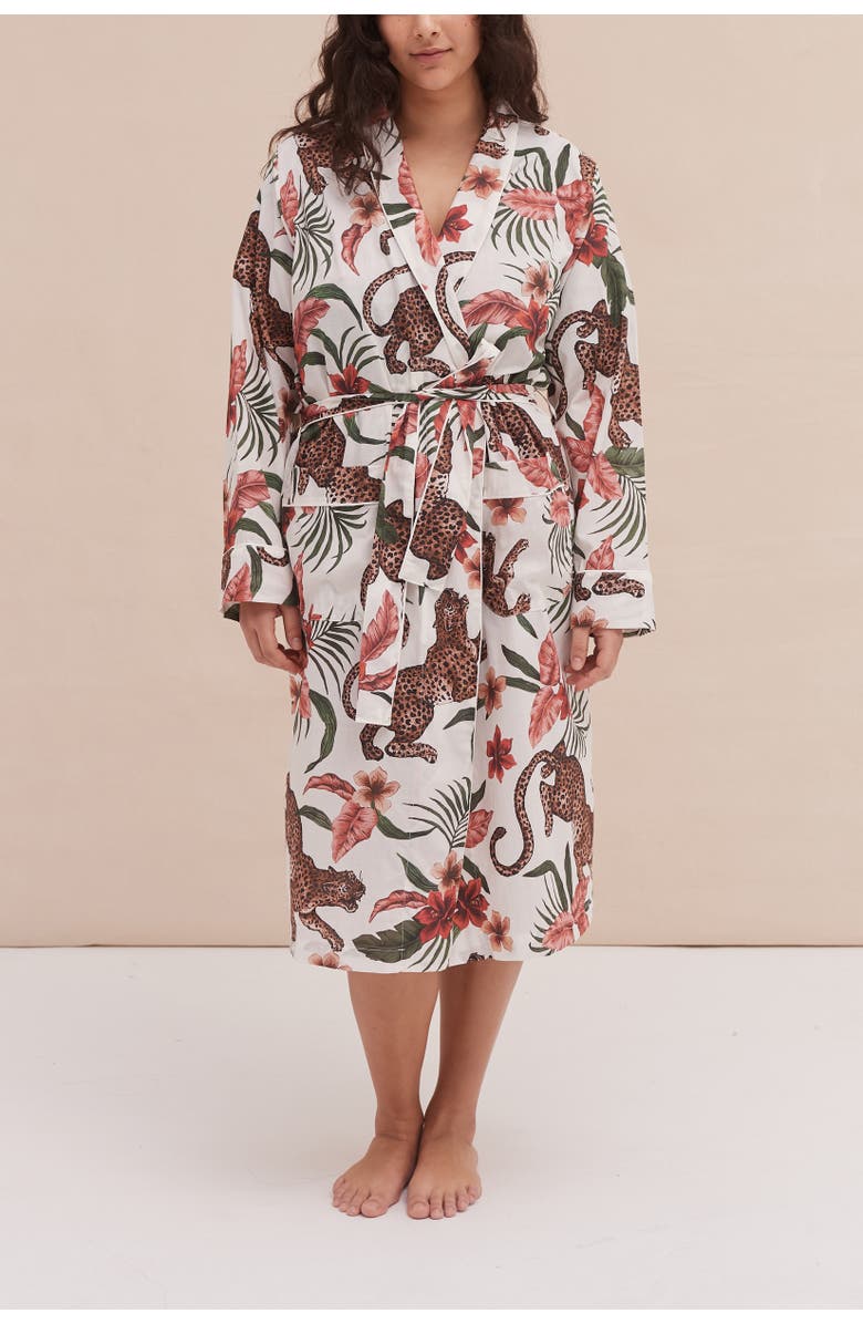 Desmond & Dempsey Quilted Robe, Main, color, Soleia Cream/Navy