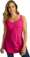 Jessica London Stretch Cotton Shirred Tank