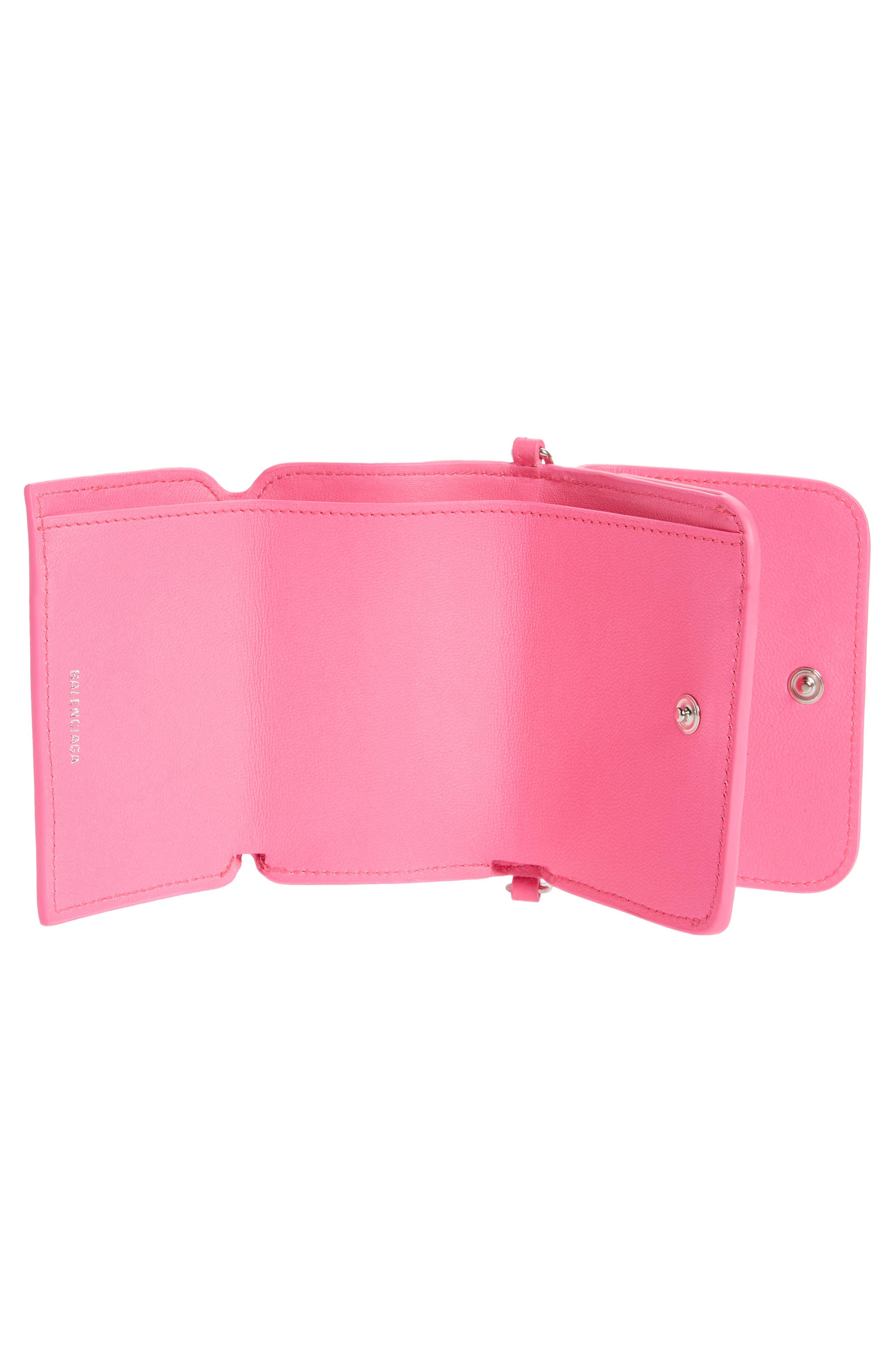 Balenciaga Mini Cash Leather Wallet on a Chain, Alternate, color, 