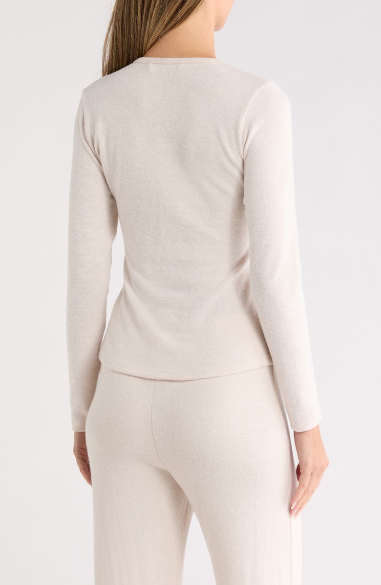 Renee C V-Neck Long Sleeve Crop Henley Top, Alternate, color, Oatmeal