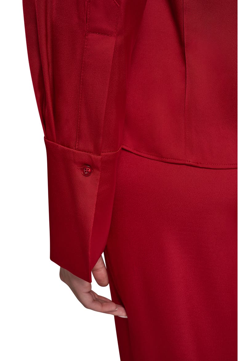 Satin Button Front Shirt, Alternate, color, RED VELVET