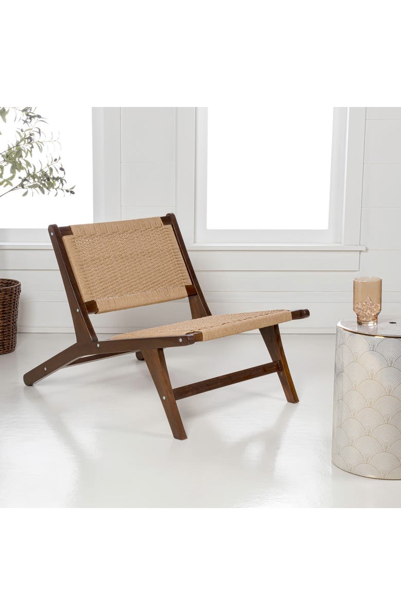 JONATHAN Y Parker Mid-Century Modern Woven Seagrass Wood Armless Indoor Lounge Chair, Alternate, color, Dark Brown