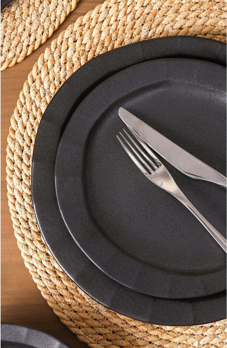 Stone Lain Oasis Stoneware 4-Piece Salad Plate Set, Alternate, color, Black