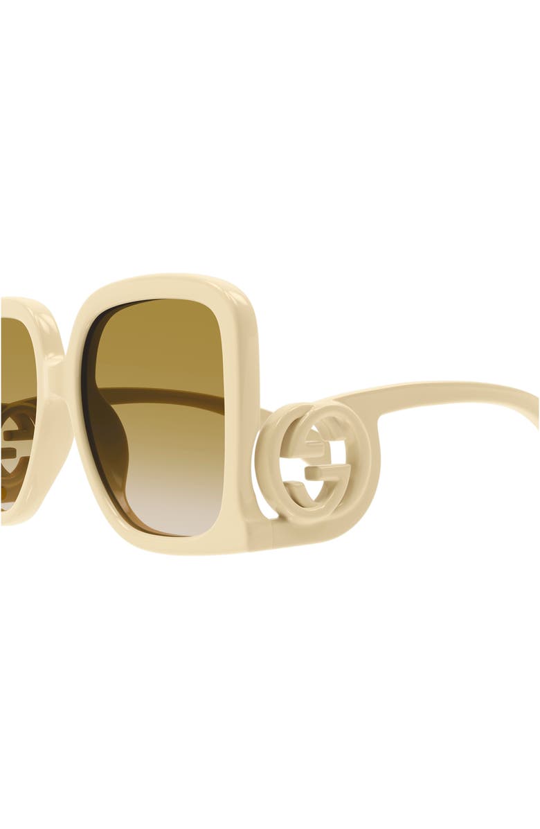 Gucci 58mm Gradient Square Sunglasses, Alternate, color, Ivory