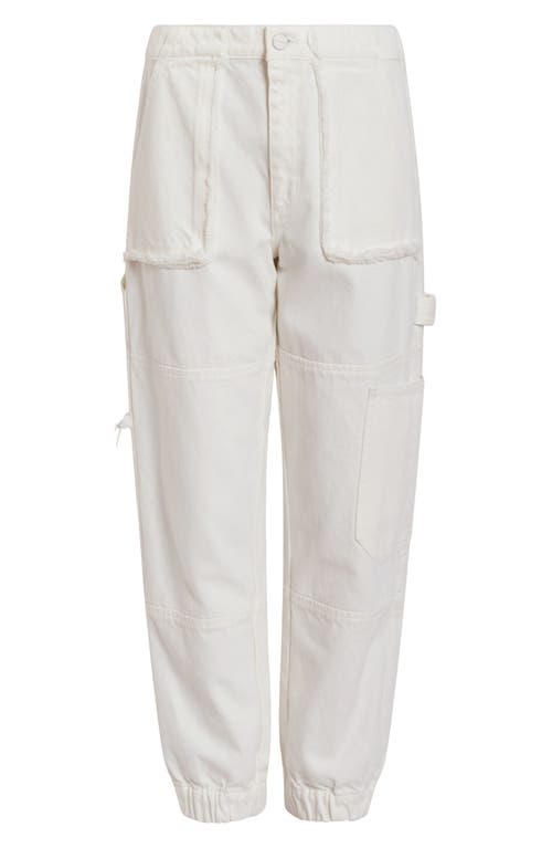 Allsaints Mila Frayed Trim Twill Cargo Pants In Off White