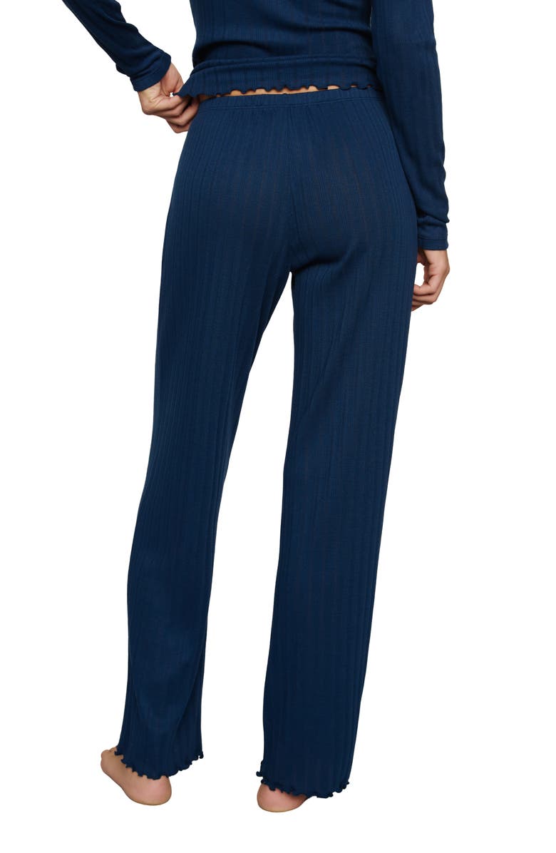 Eberjey Pointelle Rib Pajama Pants, Alternate, color, Navy