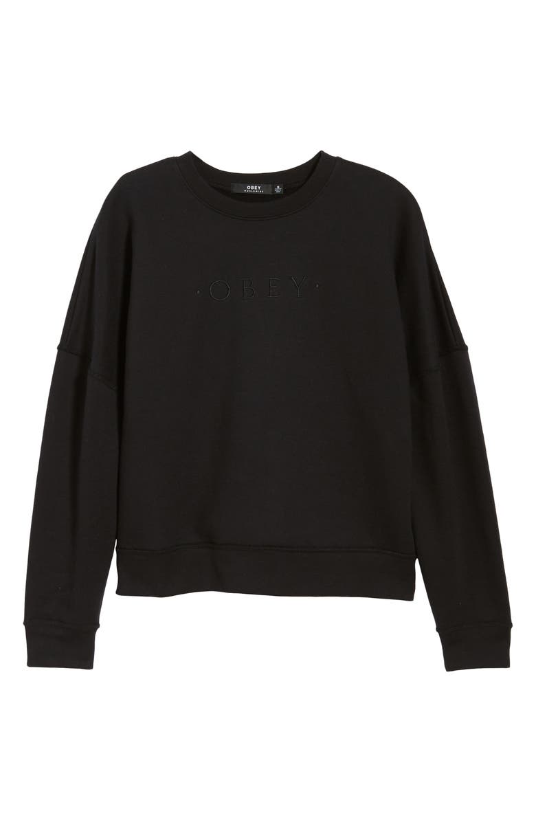 Obey Annie Logo Cotton Blend Crewenck Sweatshirt, Alternate, color,