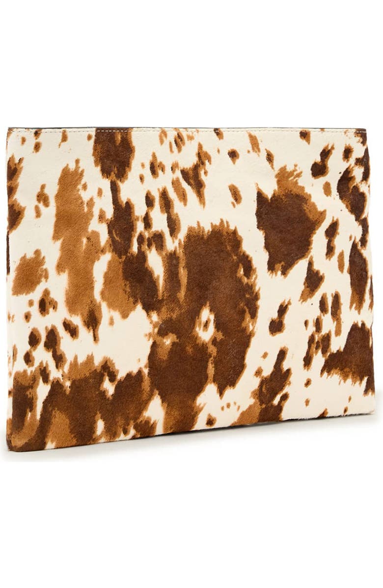 AllSaints Bettina Genuine Calf Hair Clutch, Alternate, color, Cow Print