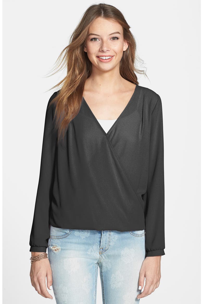 Cross Front Shirt, Main, color, BLACK