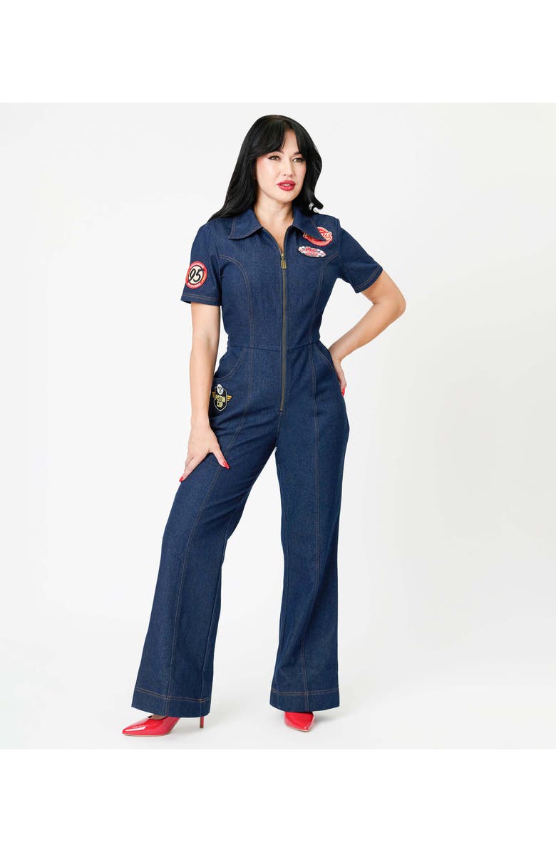 Unique Vintage Pit Crew Denim Jumpsuit, Alternate, color, Blue