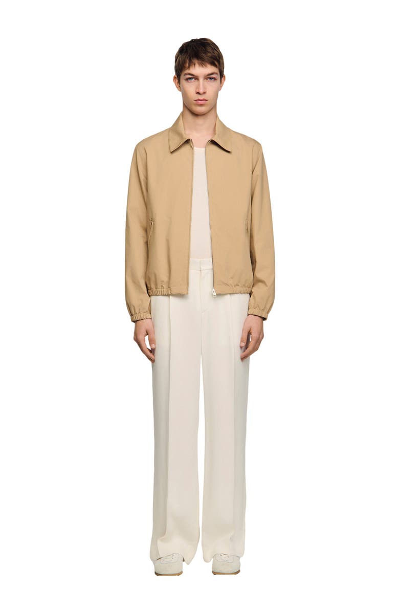 SANDRO Zip-up cotton jacket, Main, color, Sand