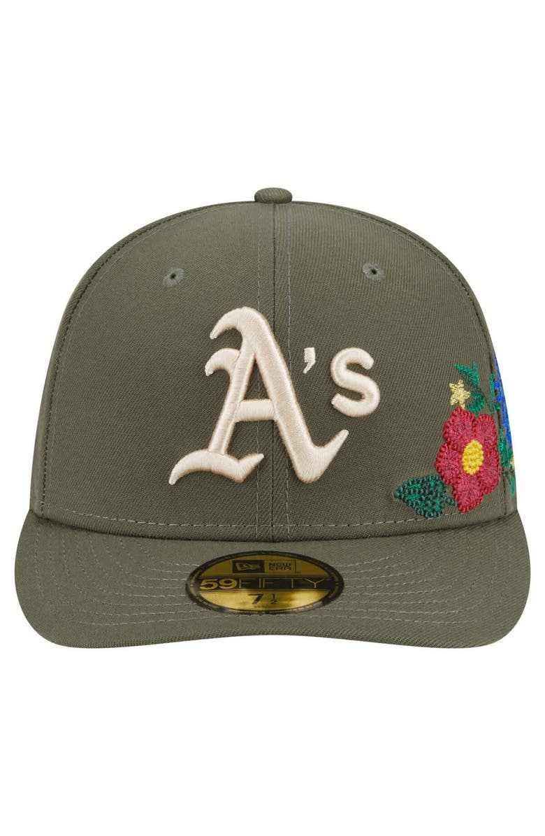 New Era Men's New Era Olive Athletics Tonal Florals 59FIFTY Fitted Hat, Alternate, color, 