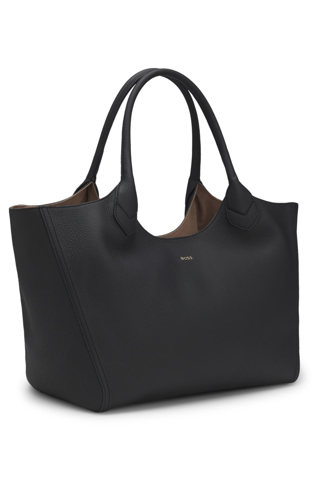 HUGO Lenah Leather Tote, Alternate, color, Black