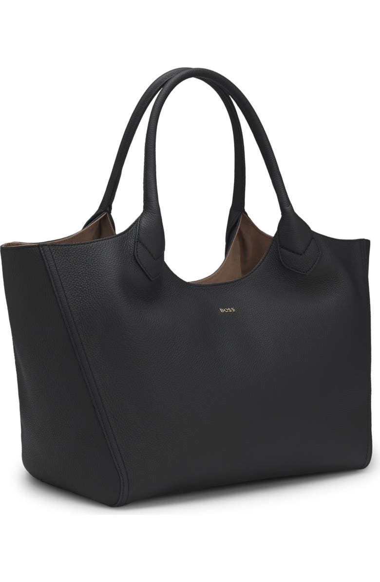 HUGO Lenah Leather Tote, Alternate, color, Black