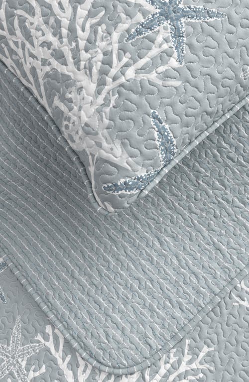 Woven & Weft Coral Starfish Reversible Microfiber Quilt Set In Blue