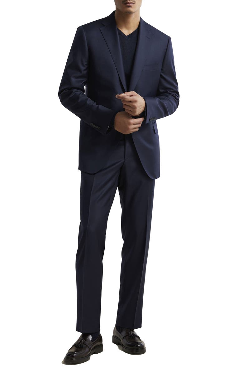Samuelsohn Ice Wool Serge Suit, Main, color, Navy