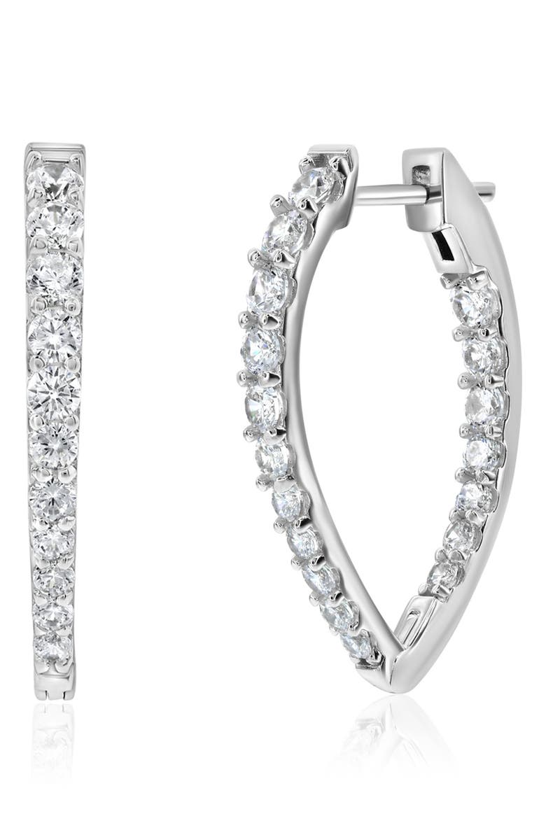 SUZY LEVIAN Cubic Zirconia Teardrop Hoop Earrings, Main, color, White