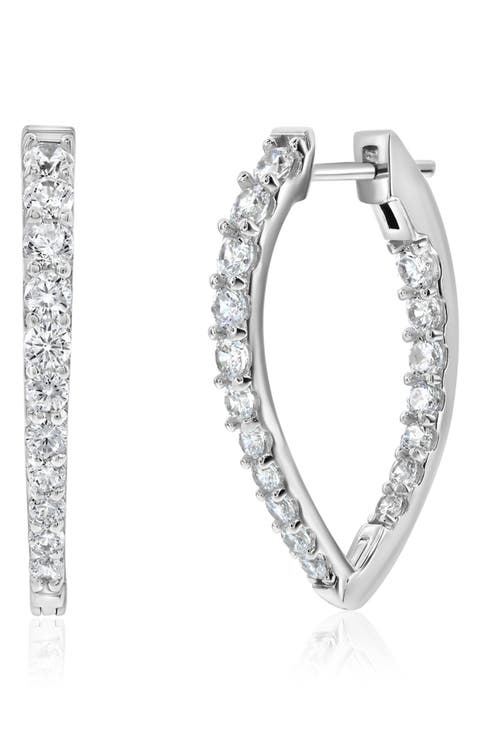 Cubic Zirconia Teardrop Hoop Earrings