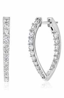 SUZY LEVIAN Cubic Zirconia Teardrop Hoop Earrings