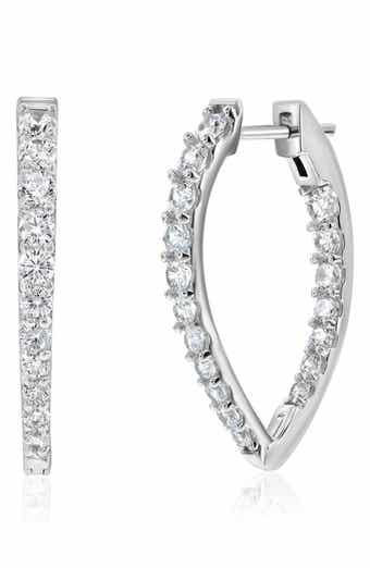 Cubic Zirconia Teardrop Hoop Earrings