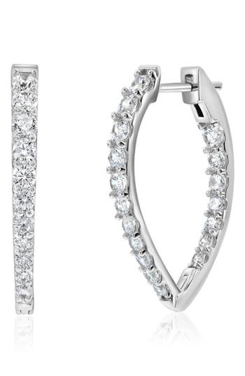 Suzy Levian Cubic Zirconia Teardrop Hoop Earrings