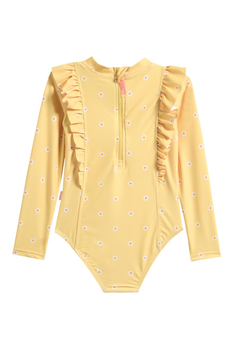 Kids' Daisy Chain One-Piece Rashguard Swimsuit, Alternate, color, DAISY CHAIN YELLOW