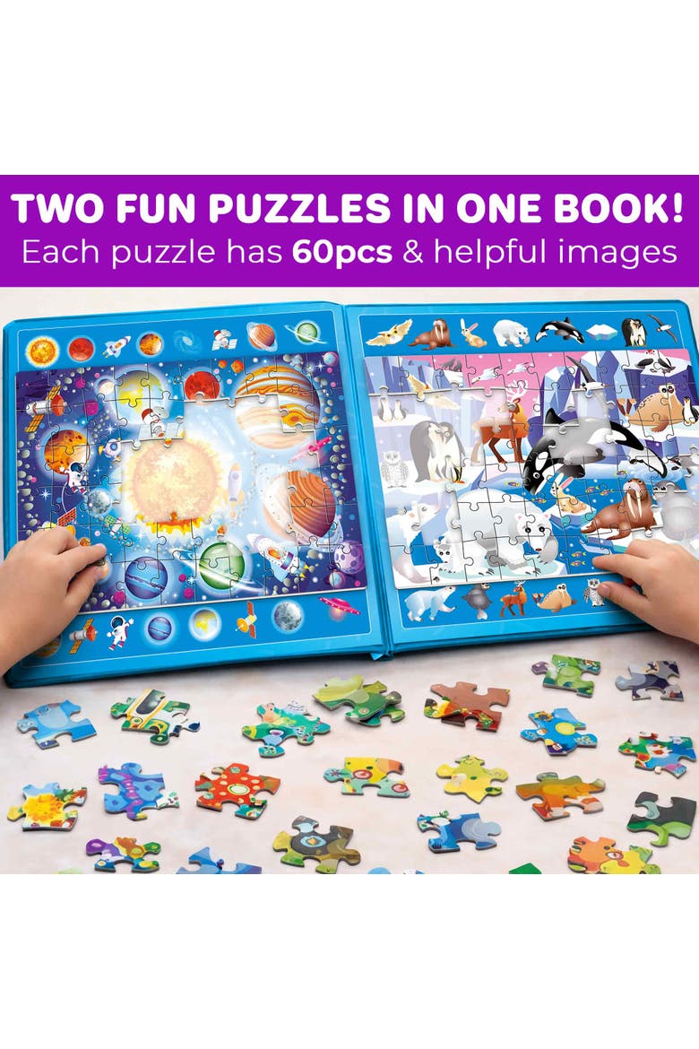 60 Pieces Magnetic Jigsaw Puzzles for Toddlers, Alternate, color, Space