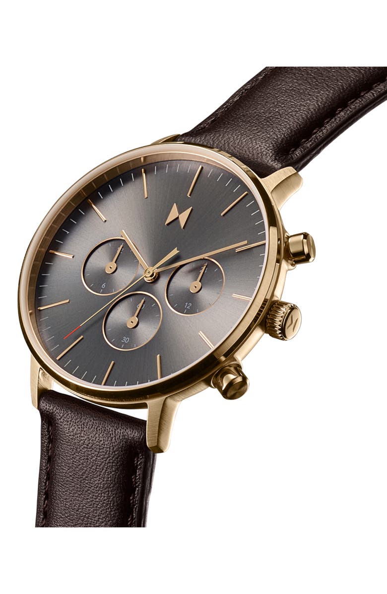 MVMT Legacy Traveler Chronograph Leather Strap Watch, 42mm, Alternate, color,