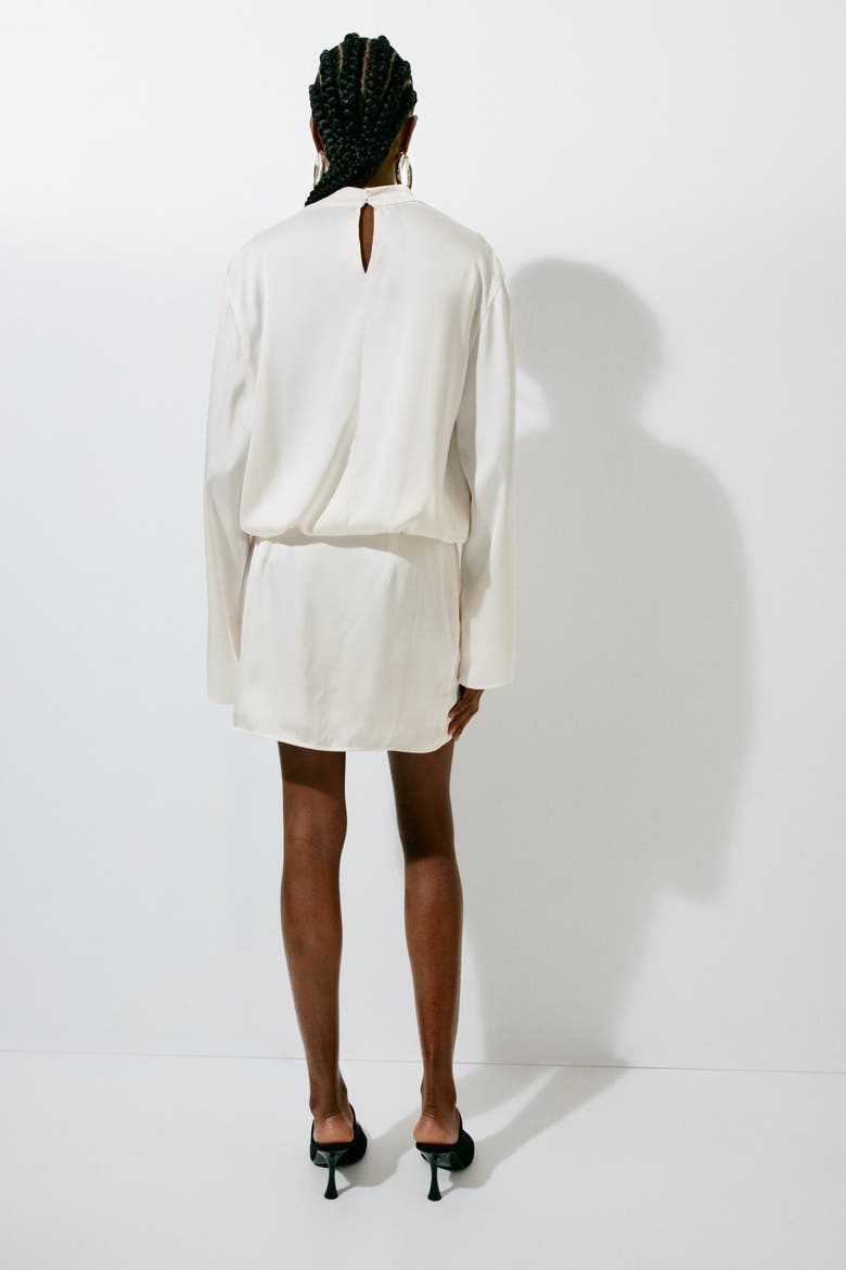 Draped Satin Dress, Alternate, color, Cream