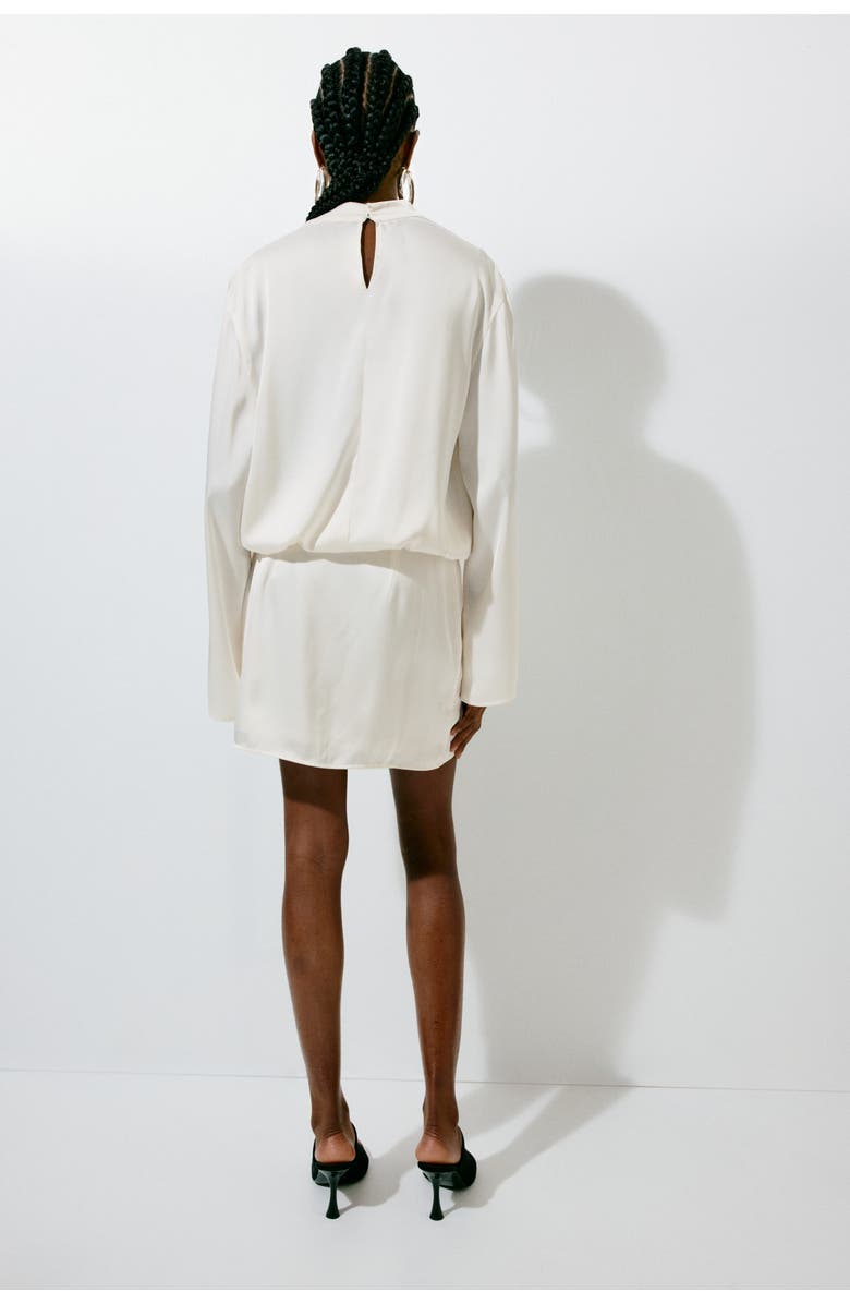 H&M Draped Satin Dress, Alternate, color, Cream